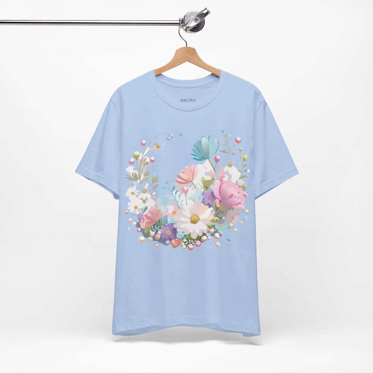 Unisex Graphic Tee With Vintage Inspired Floral Artwork From Adelpha Jersey Short Sleeve
