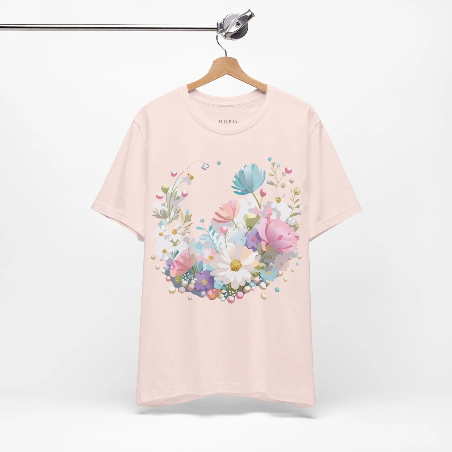 Unisex Graphic Tee With Vintage Inspired Floral Artwork From Adelpha Jersey Short Sleeve
