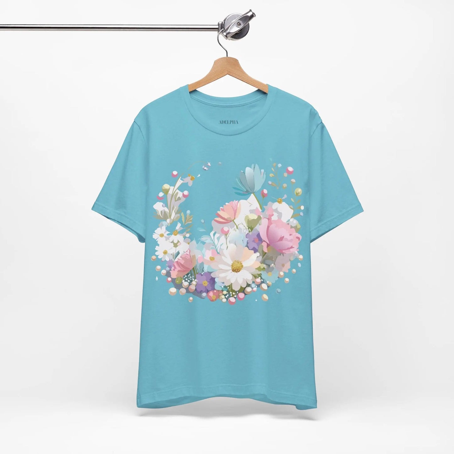 Unisex Graphic Tee With Vintage Inspired Floral Artwork From Adelpha Jersey Short Sleeve