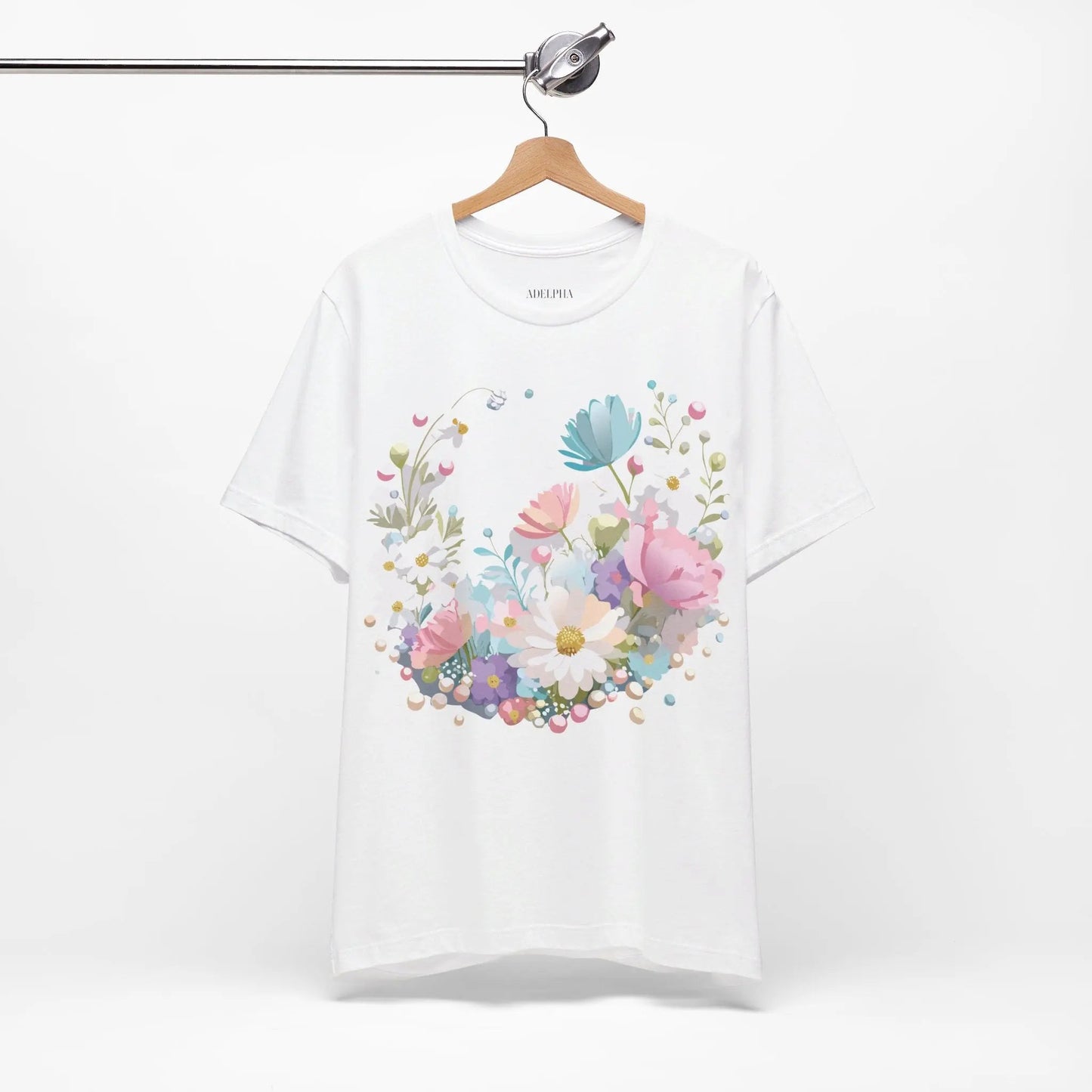 Unisex Graphic Tee With Vintage Inspired Floral Artwork From Adelpha Jersey Short Sleeve