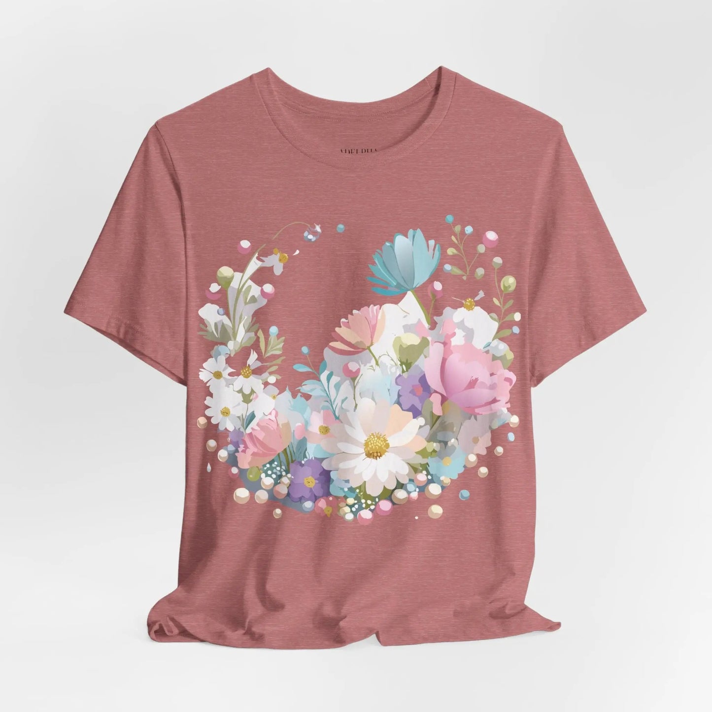 Unisex Graphic Tee With Vintage Inspired Floral Artwork From Adelpha Jersey Short Sleeve