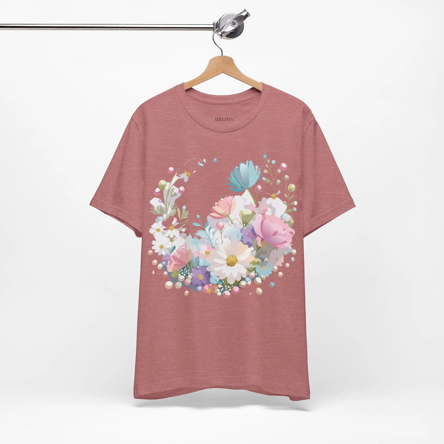 Unisex Graphic Tee With Vintage Inspired Floral Artwork From Adelpha Jersey Short Sleeve