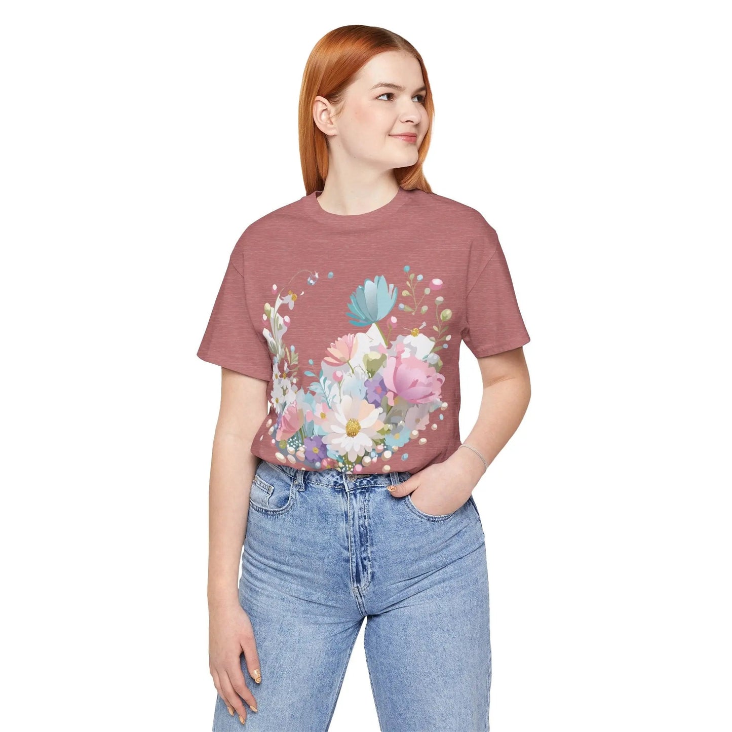 Unisex Graphic Tee With Vintage Inspired Floral Artwork From Adelpha Jersey Short Sleeve