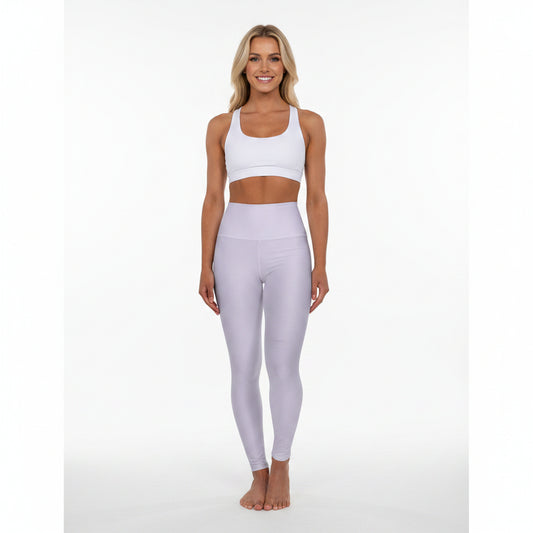 Fog Lilac Color High-Waist Yoga Leggings Women's Seamless Poly-Span Stretchy Pants XS-2XL