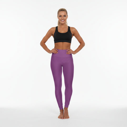 Grape Soda Bordo Color High-Waist Yoga Leggings Women's Seamless Poly-Span Stretchy Pants XS-2XL