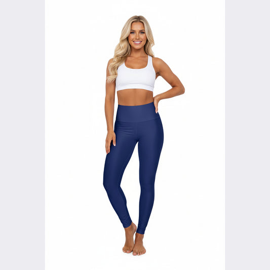 High-Waist Imperial Blue Yoga Leggings Women's Seamless Poly-Span Seamless Navy Activewear for Pilates