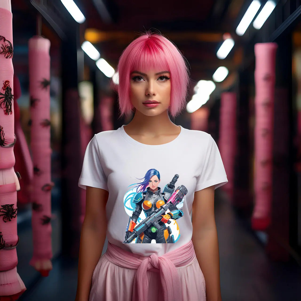 Army-woman Graphic Unisex 100 Cotton Staple Tee 24
