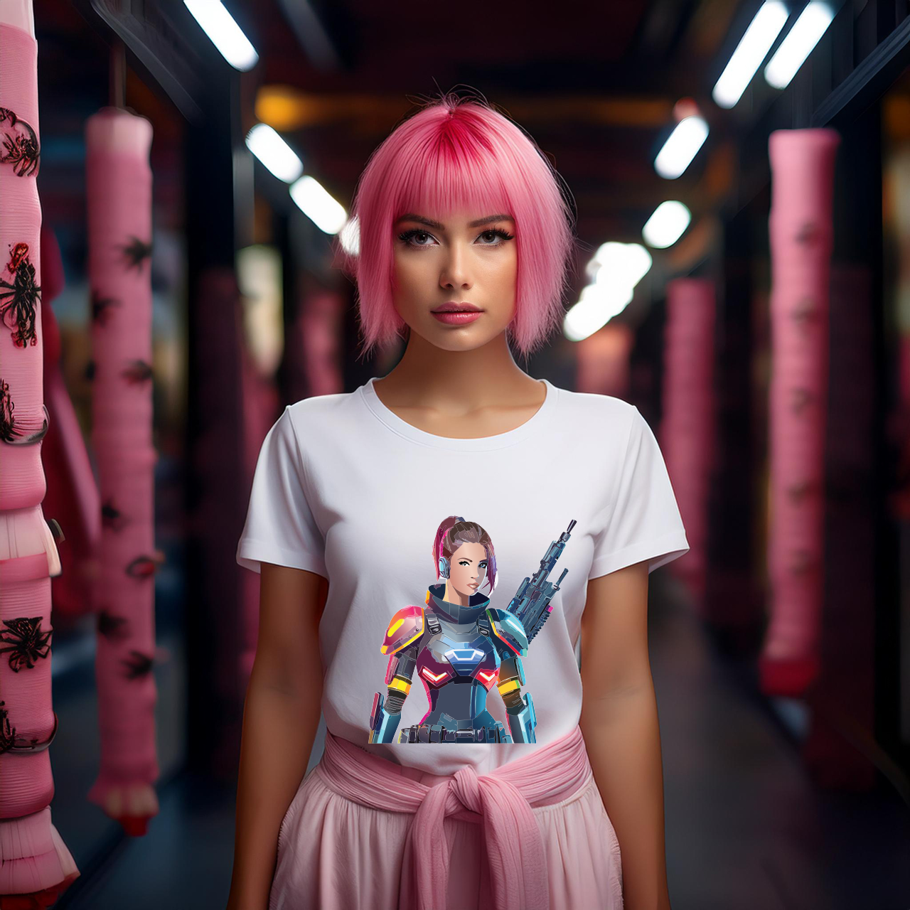 Army-woman Graphic Unisex 100 Cotton Staple Tee 22