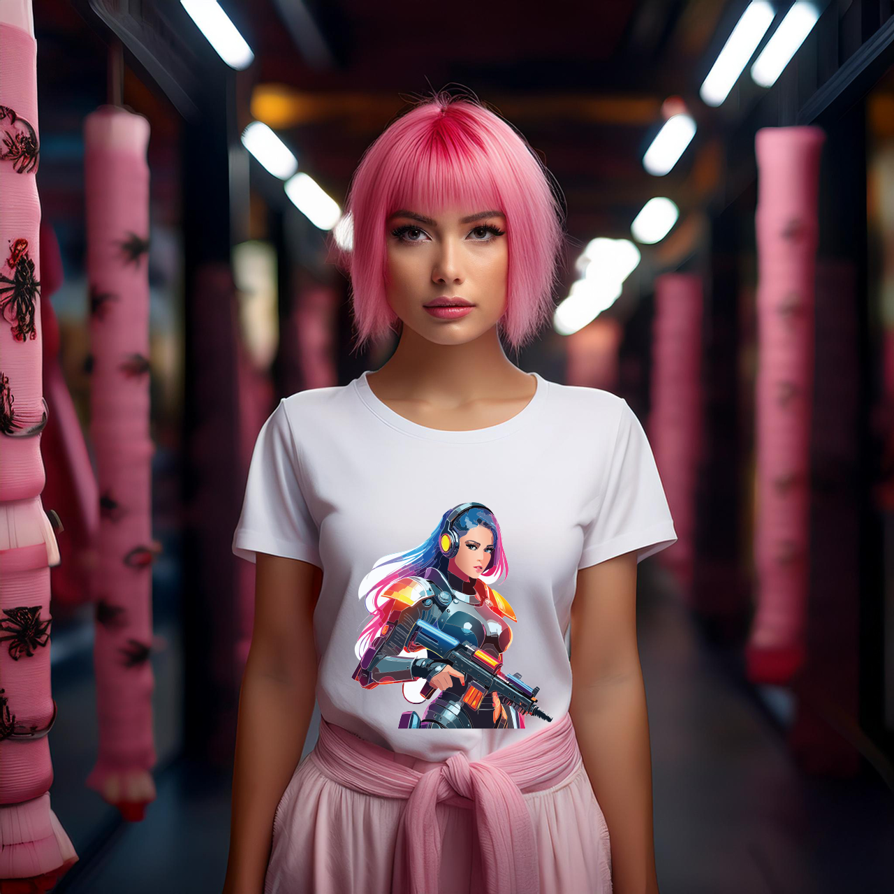 Army-woman Graphic Unisex 100 Cotton Staple Tee 18
