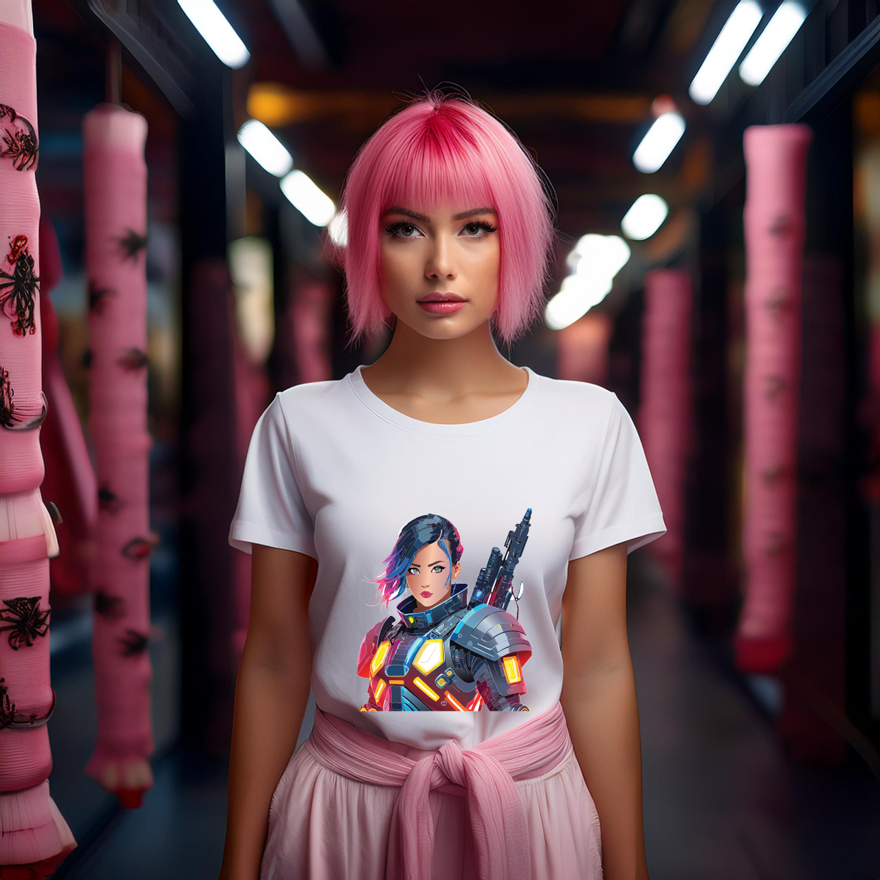 Army-woman Graphic Unisex 100 Cotton Staple Tee 14