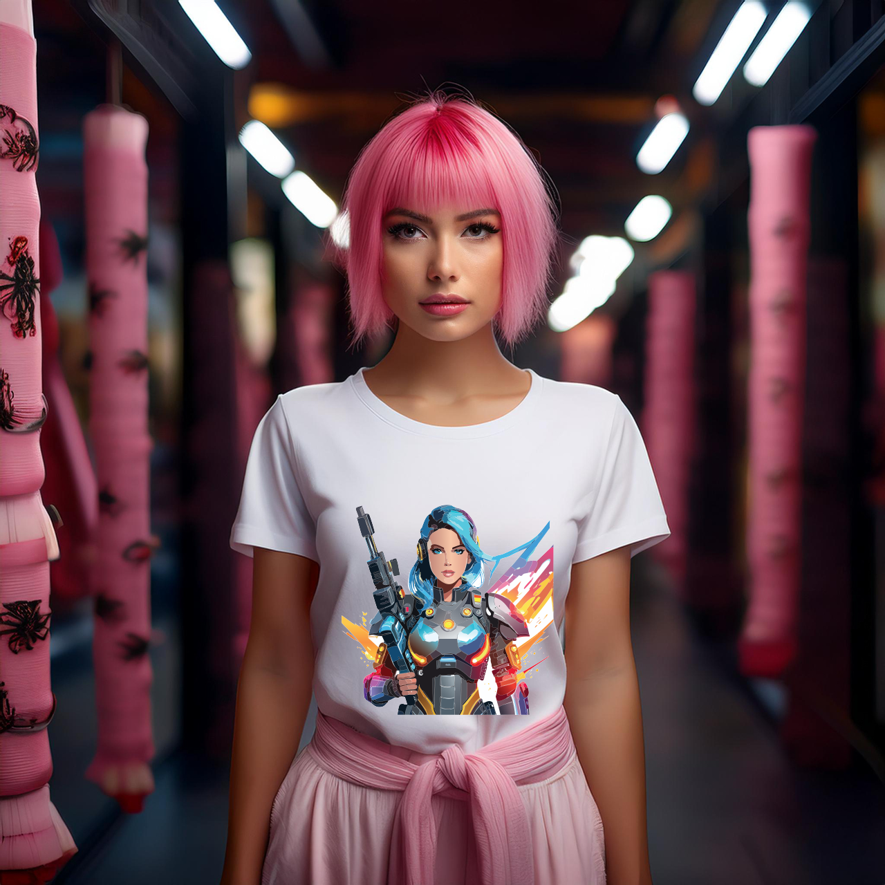 Army-woman Graphic Unisex 100 Cotton Staple Tee 7