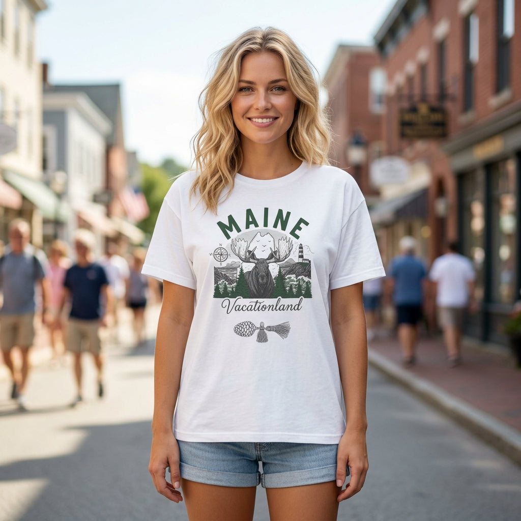 Maine State Travel Tourist Graphic Gift Tee Unisex 100 Cotton Comfort Colors T-Shirt