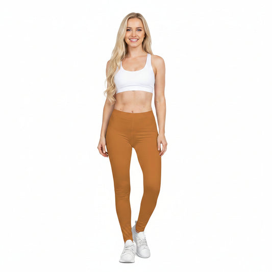 Ochre Orange Color Women's Poly-Span Casual Leggings XS-2XL