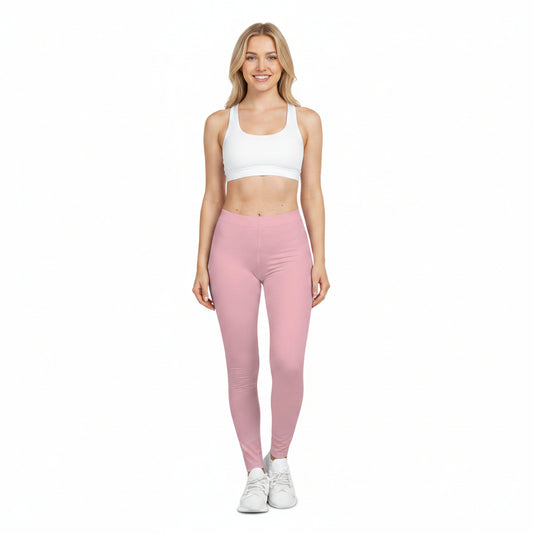 Pastel Pink Color Women's Poly-Span Casual Leggings XS-2XL