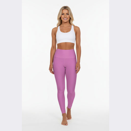 High-Waisted Petal Pink Yoga Leggings Women's Seamless Poly-Span Stretchy Pink Activewear Pants