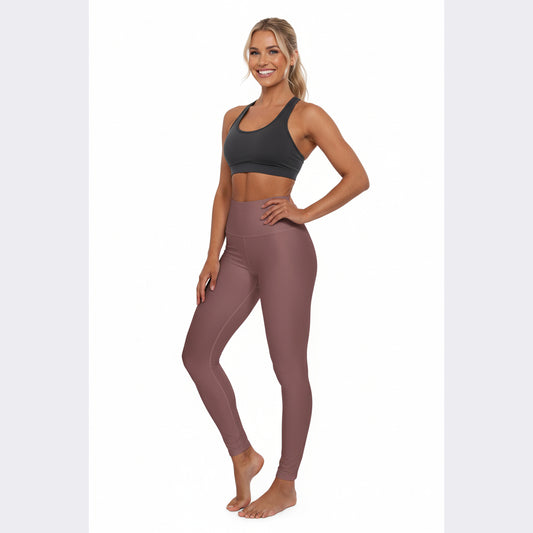 High-Waisted Rosy Mauve Yoga Leggings Activewear for Pilates Women's Seamless Poly-Span Dusty Mauve Everyday Wear