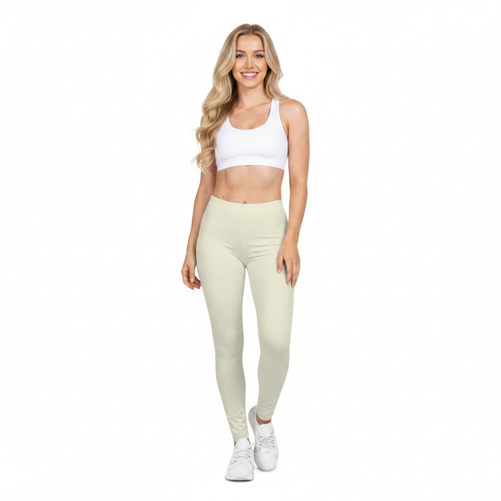 Shell Beige Color Women's Poly-Span Casual Leggings XS-2XL