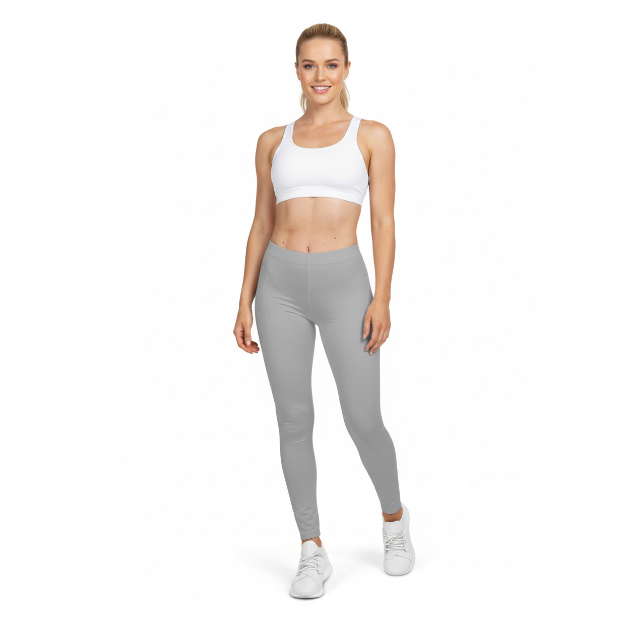 Silver Rain Color Women's Poly-Span Casual Leggings Print Everyday Activewear Pants