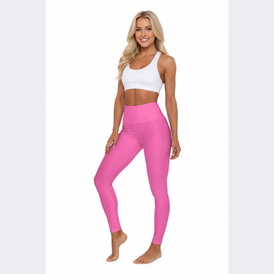 High-Waist Summer Pink Yoga Leggings Women's Seamless Poly-Span Stretchy Pink Activewear