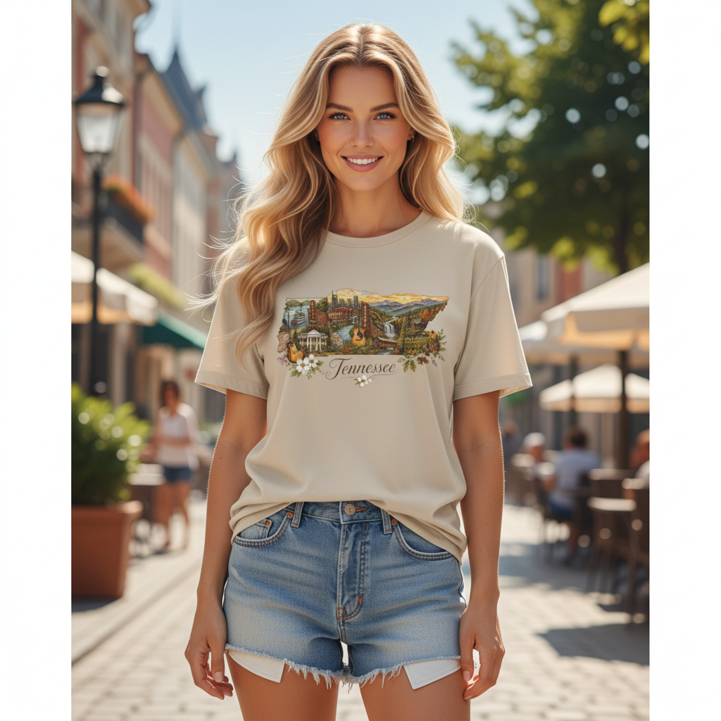 Tennessee Vintage State Map Graphic Design Unisex 100 Cotton Gildan T-Shirt