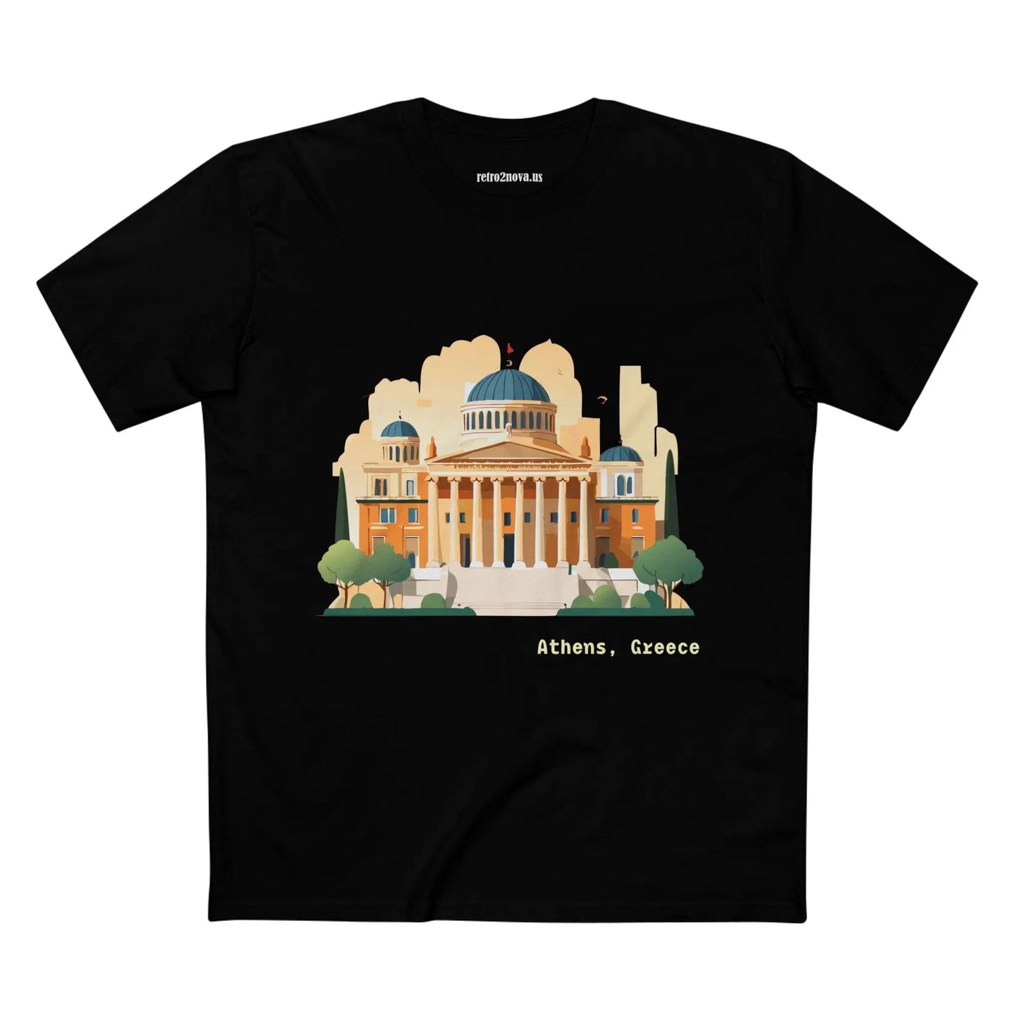 Greece Travel Shirt Unisex Cotton Tee With Original Art By Retro2Nova Design Limited Edition
