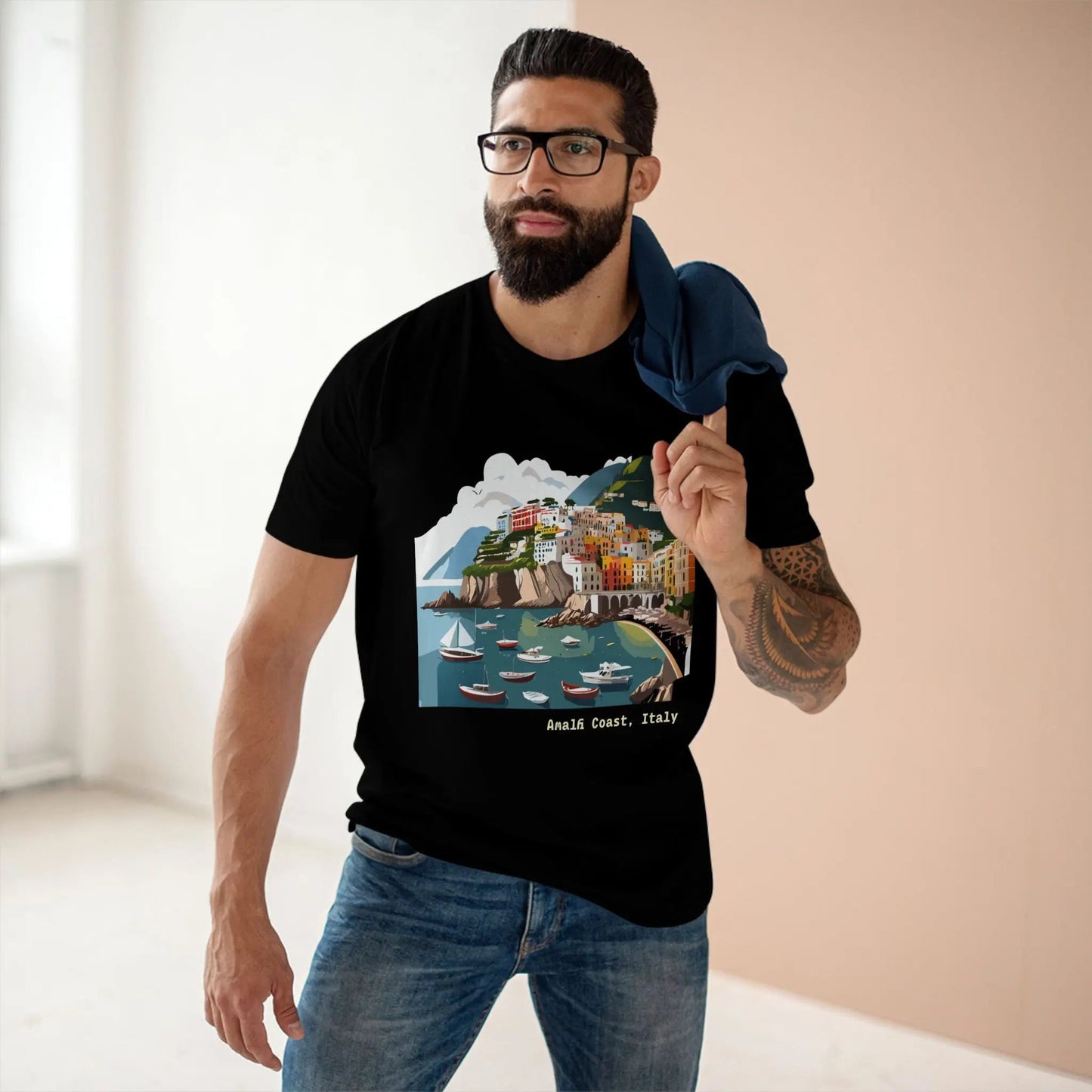Unisex Premium Cotton Tee With Original Art Design Italy Travel Shirt TT63 Retro2Nova Art Collection
