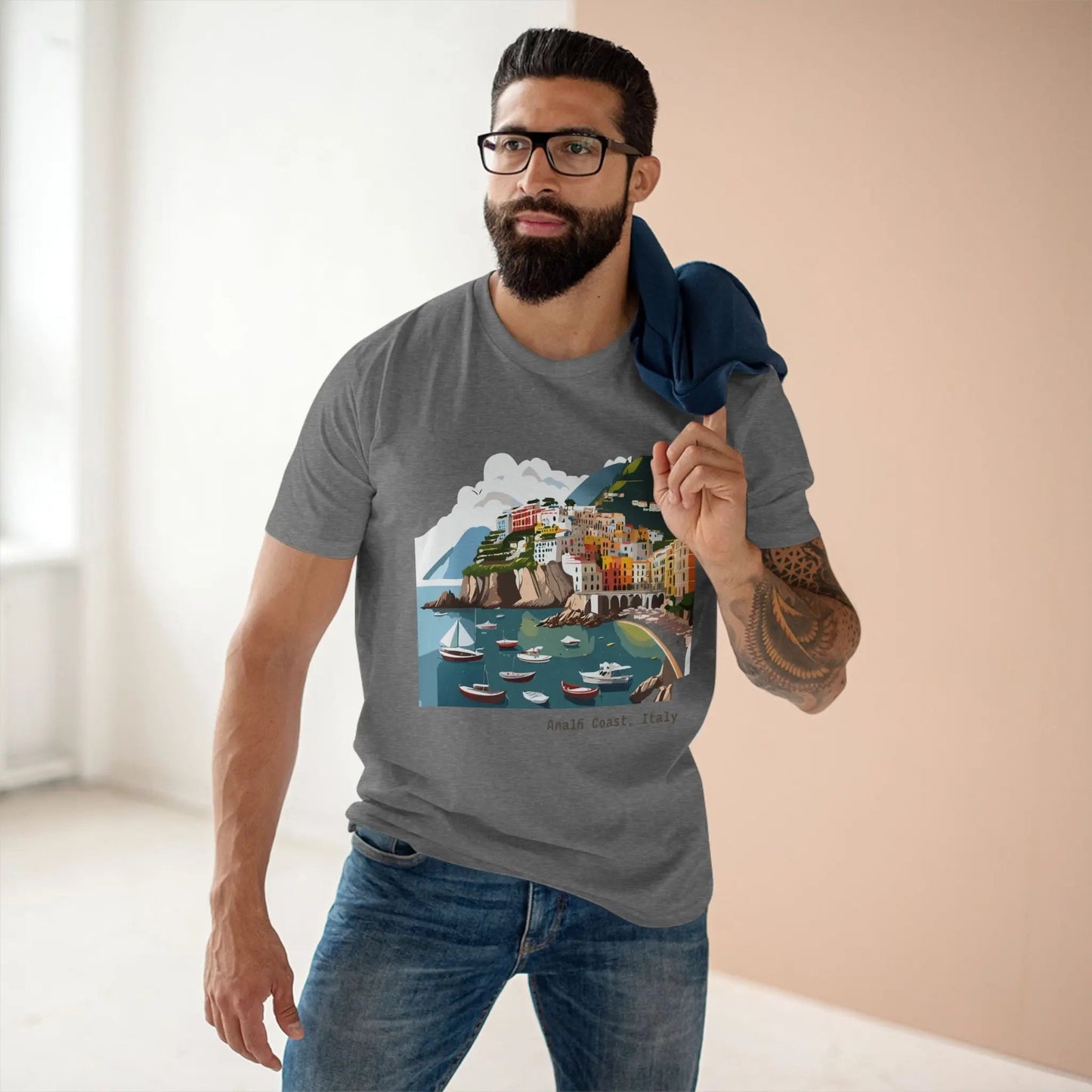 Unisex Premium Cotton Tee With Original Art Design Italy Travel Shirt TT63 Retro2Nova Art Collection