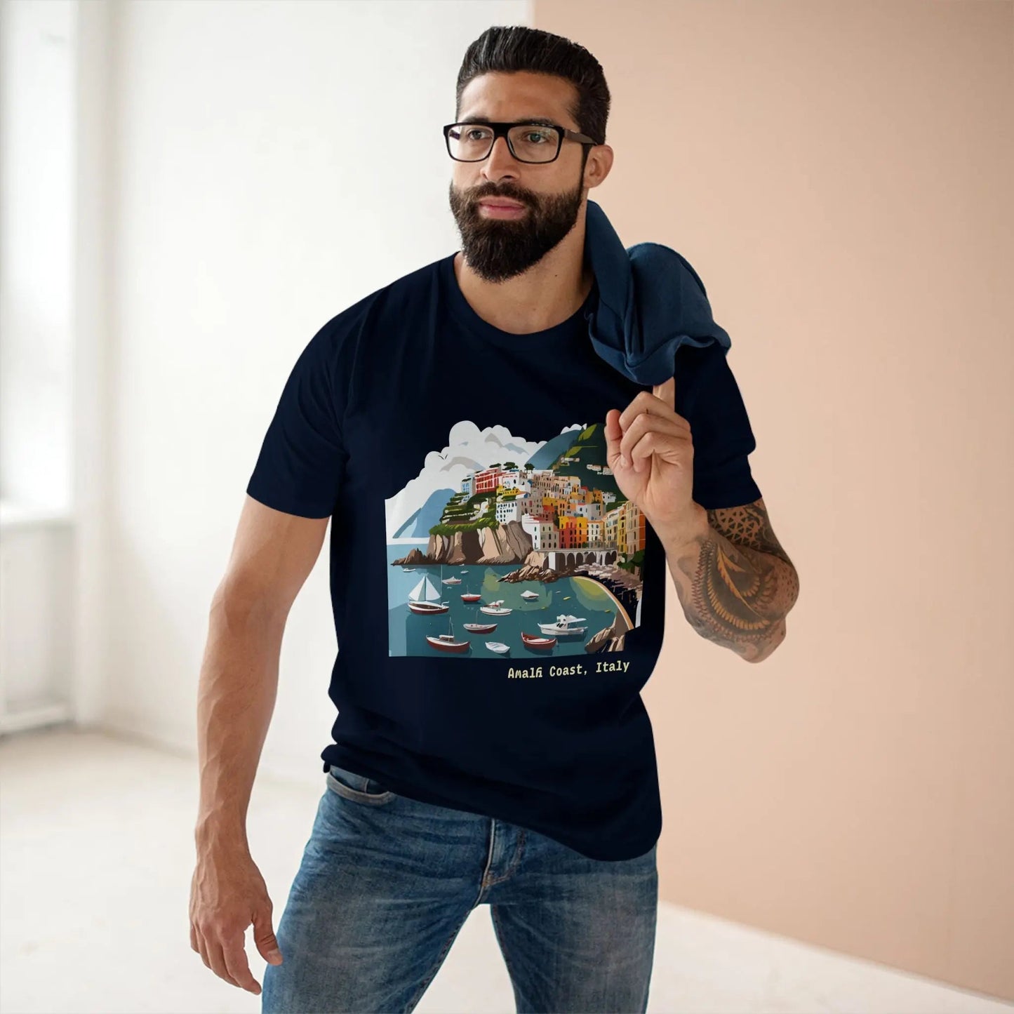 Unisex Premium Cotton Tee With Original Art Design Italy Travel Shirt TT63 Retro2Nova Art Collection