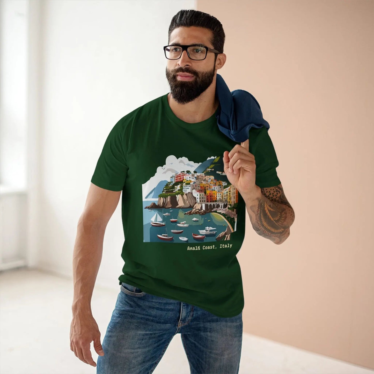 Unisex Premium Cotton Tee With Original Art Design Italy Travel Shirt TT63 Retro2Nova Art Collection