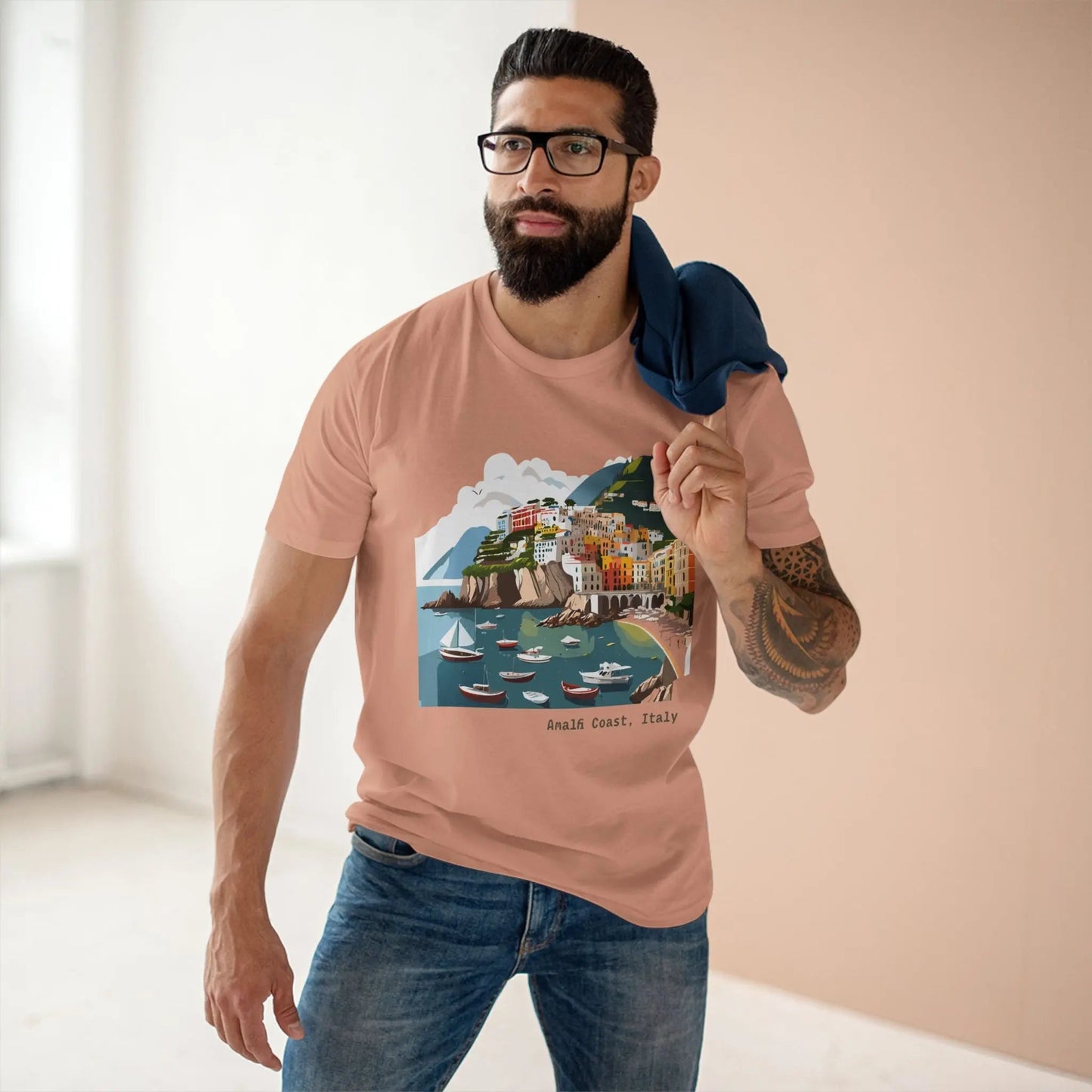 Unisex Premium Cotton Tee With Original Art Design Italy Travel Shirt TT63 Retro2Nova Art Collection