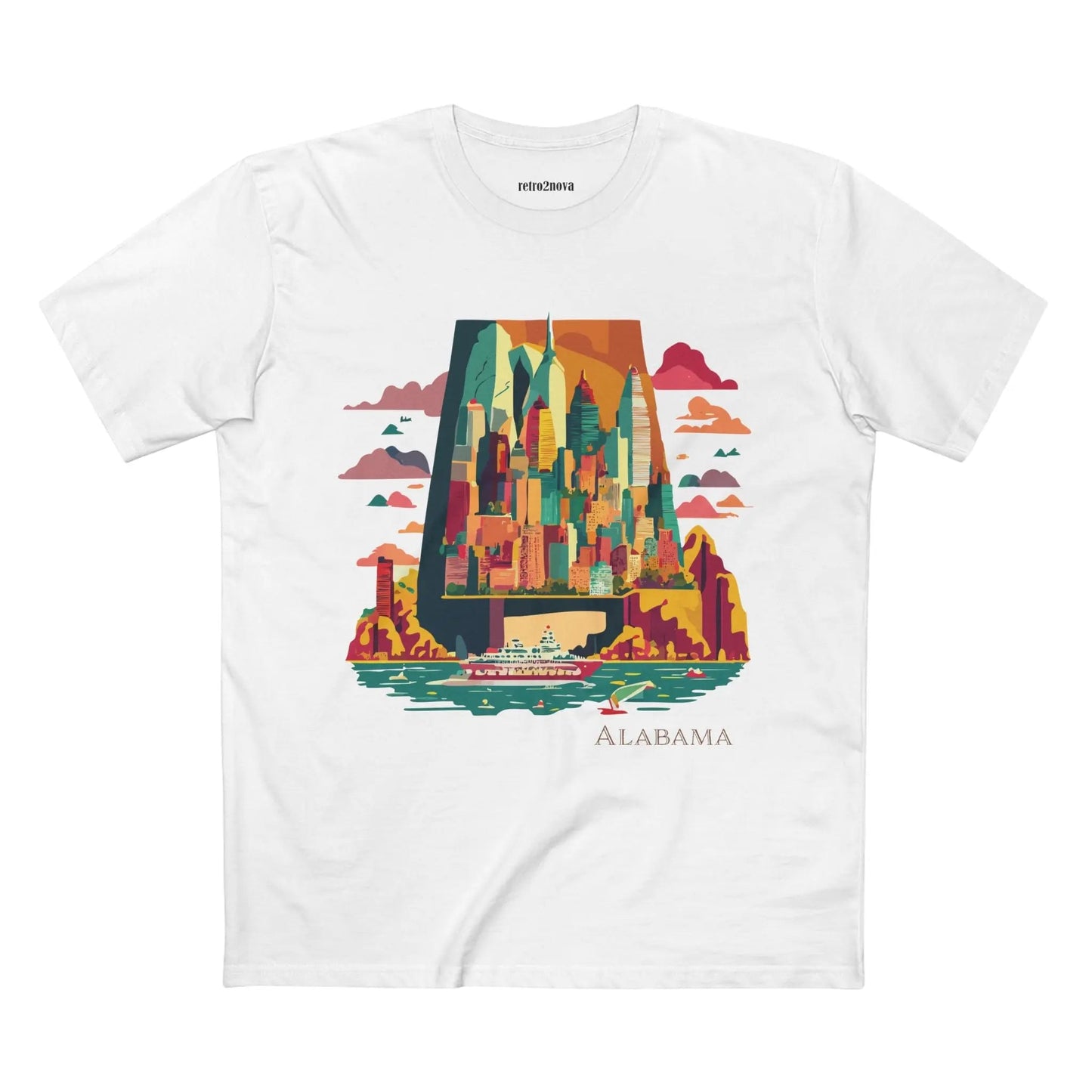 Alabama State Shirt Unisex Premium Cotton Tee With Original Retro Art Design Retro2Nova