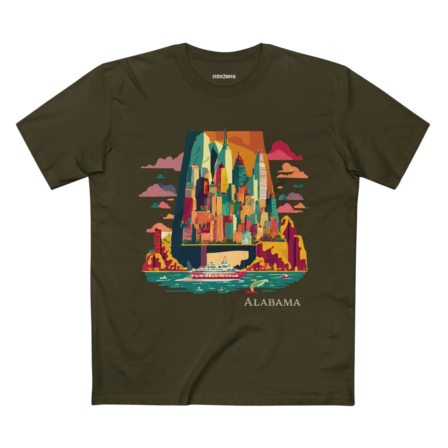 Alabama State Shirt Unisex Premium Cotton Tee With Original Retro Art Design Retro2Nova