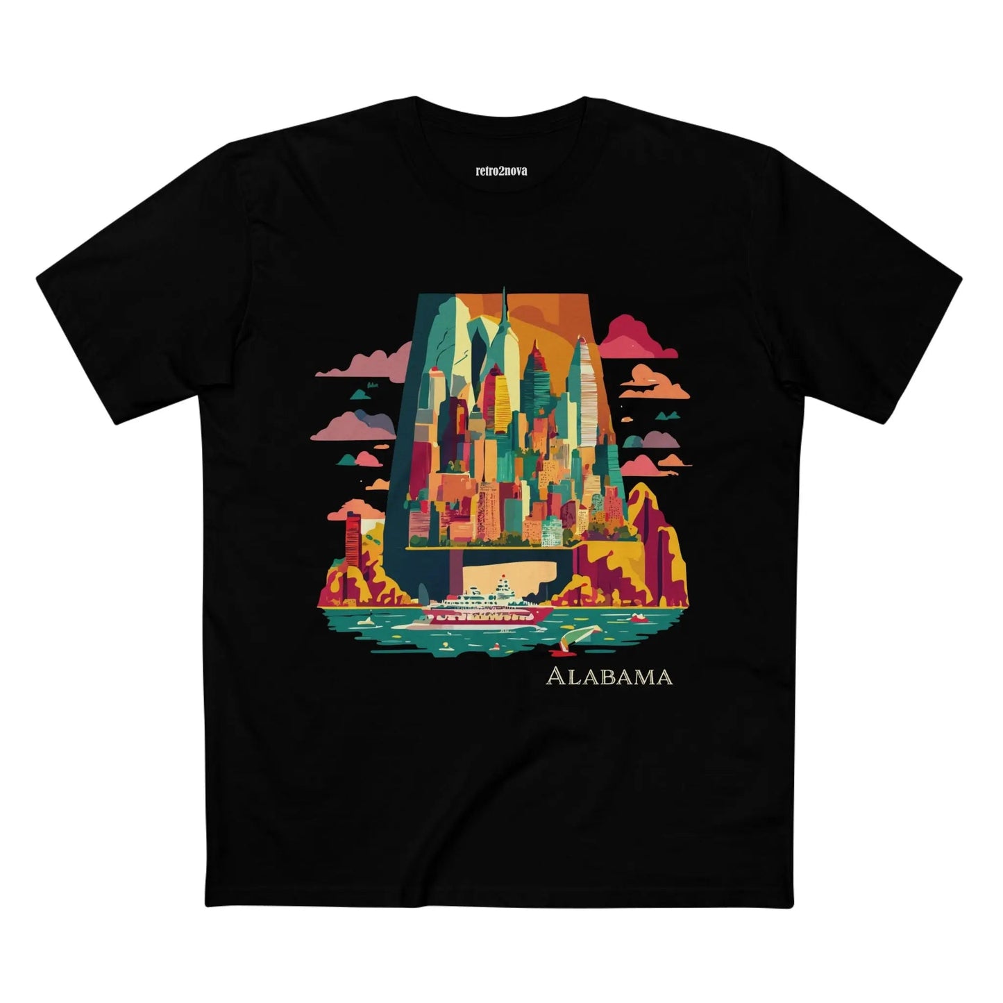 Alabama State Shirt Unisex Premium Cotton Tee With Original Retro Art Design Retro2Nova