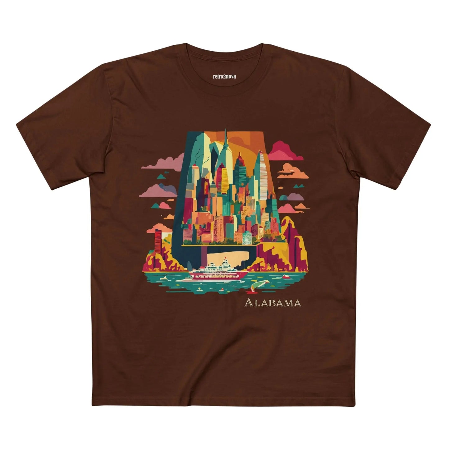Alabama State Shirt Unisex Premium Cotton Tee With Original Retro Art Design Retro2Nova