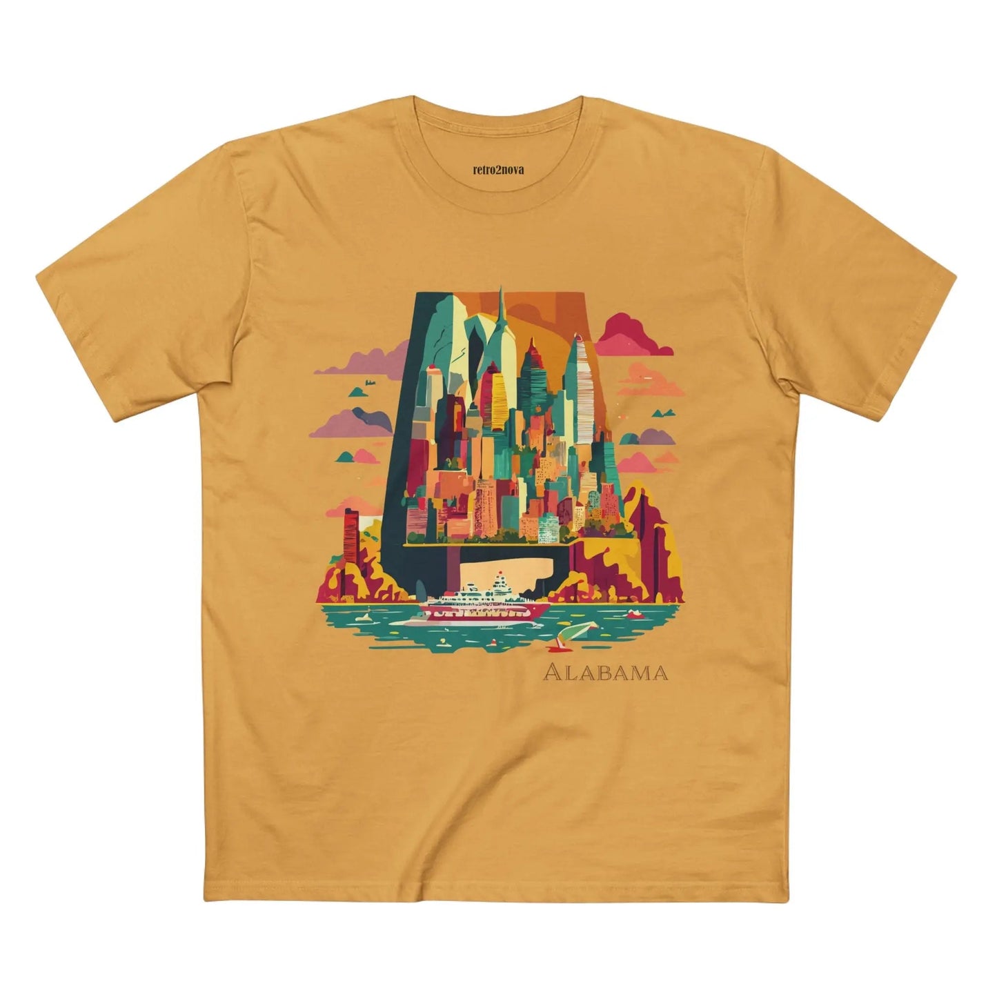 Alabama State Shirt Unisex Premium Cotton Tee With Original Retro Art Design Retro2Nova