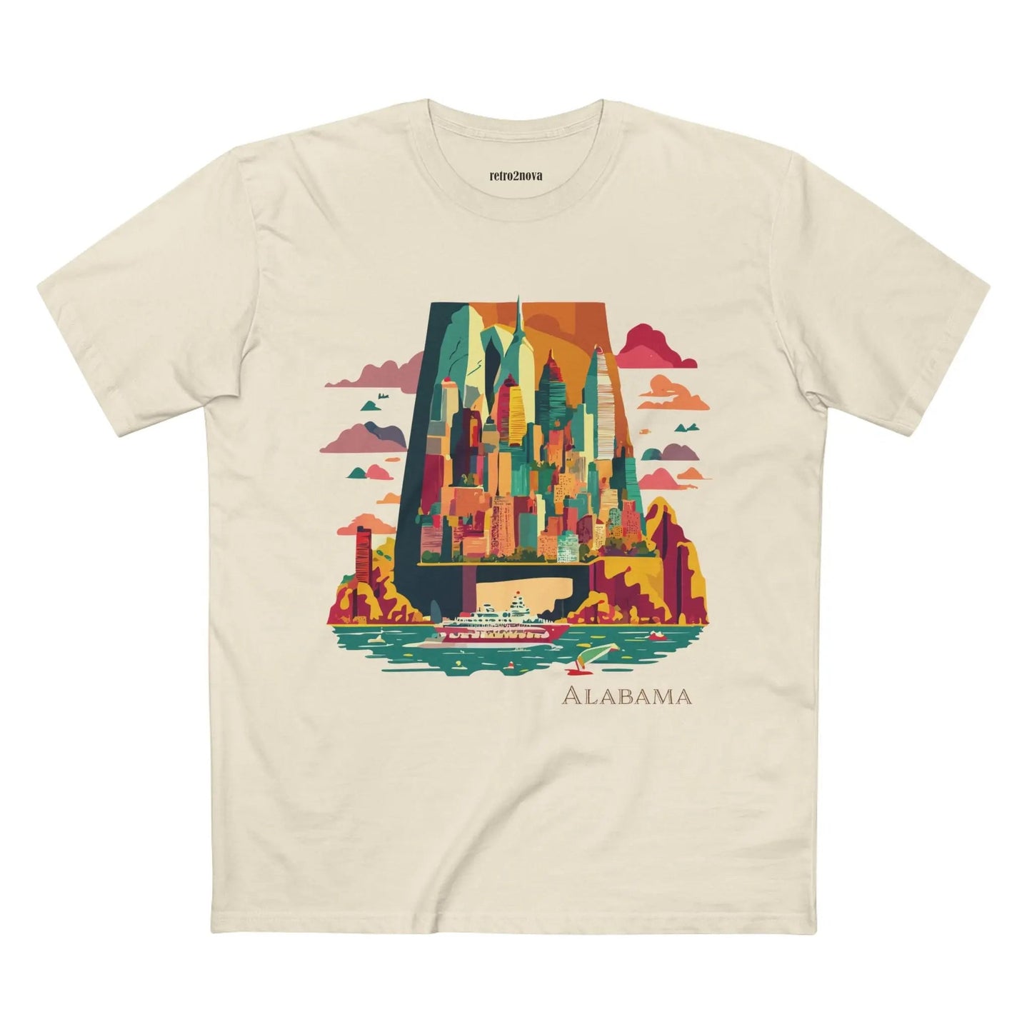 Alabama State Shirt Unisex Premium Cotton Tee With Original Retro Art Design Retro2Nova