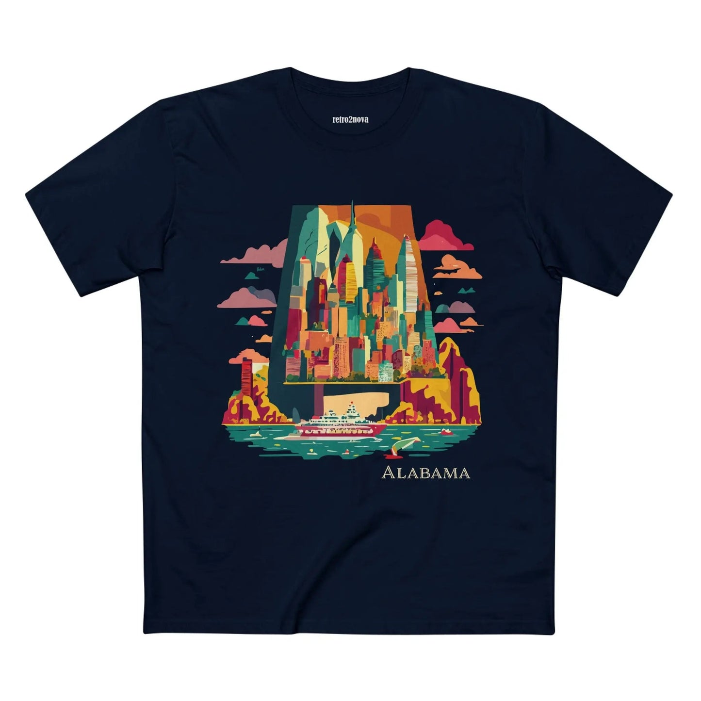 Alabama State Shirt Unisex Premium Cotton Tee With Original Retro Art Design Retro2Nova