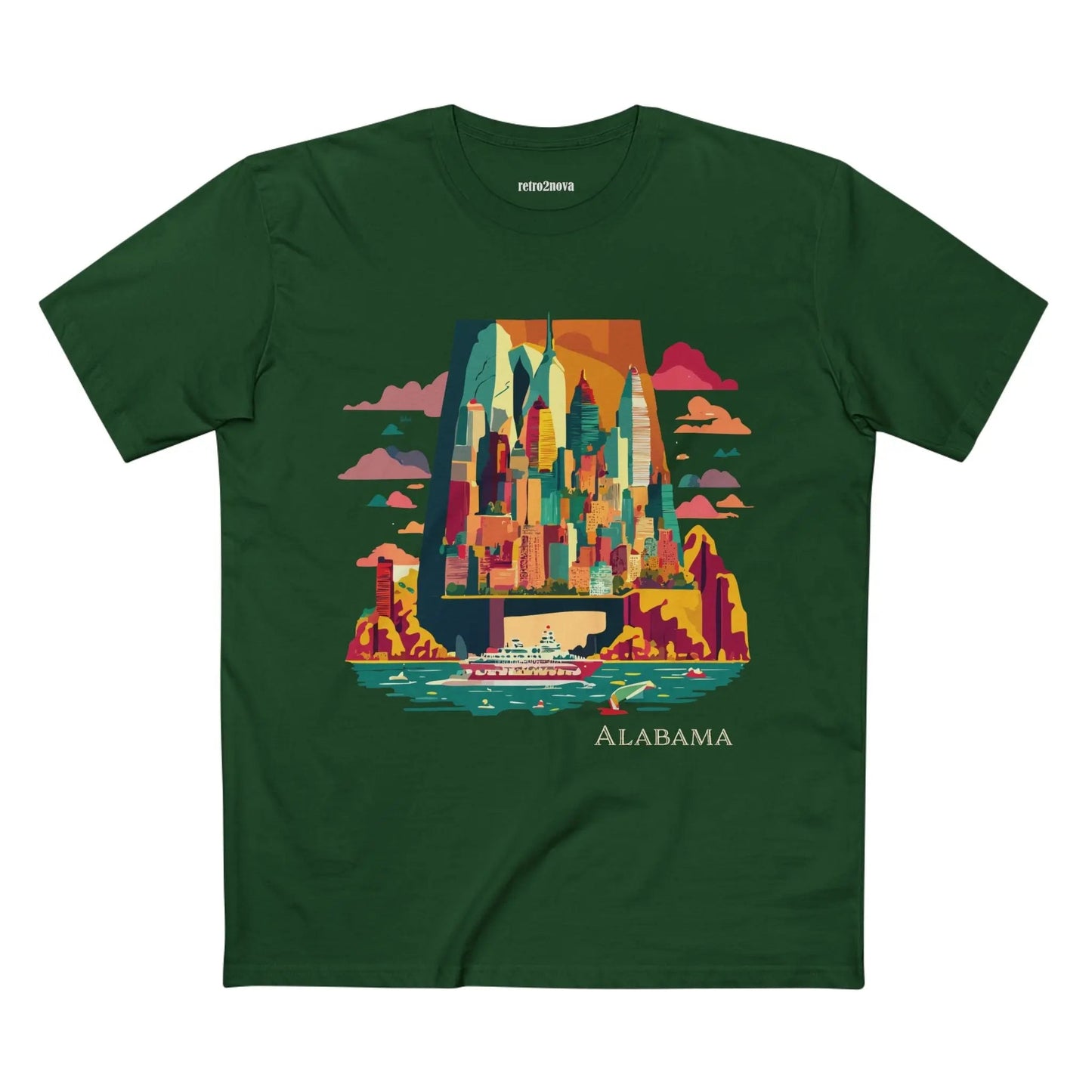 Alabama State Shirt Unisex Premium Cotton Tee With Original Retro Art Design Retro2Nova