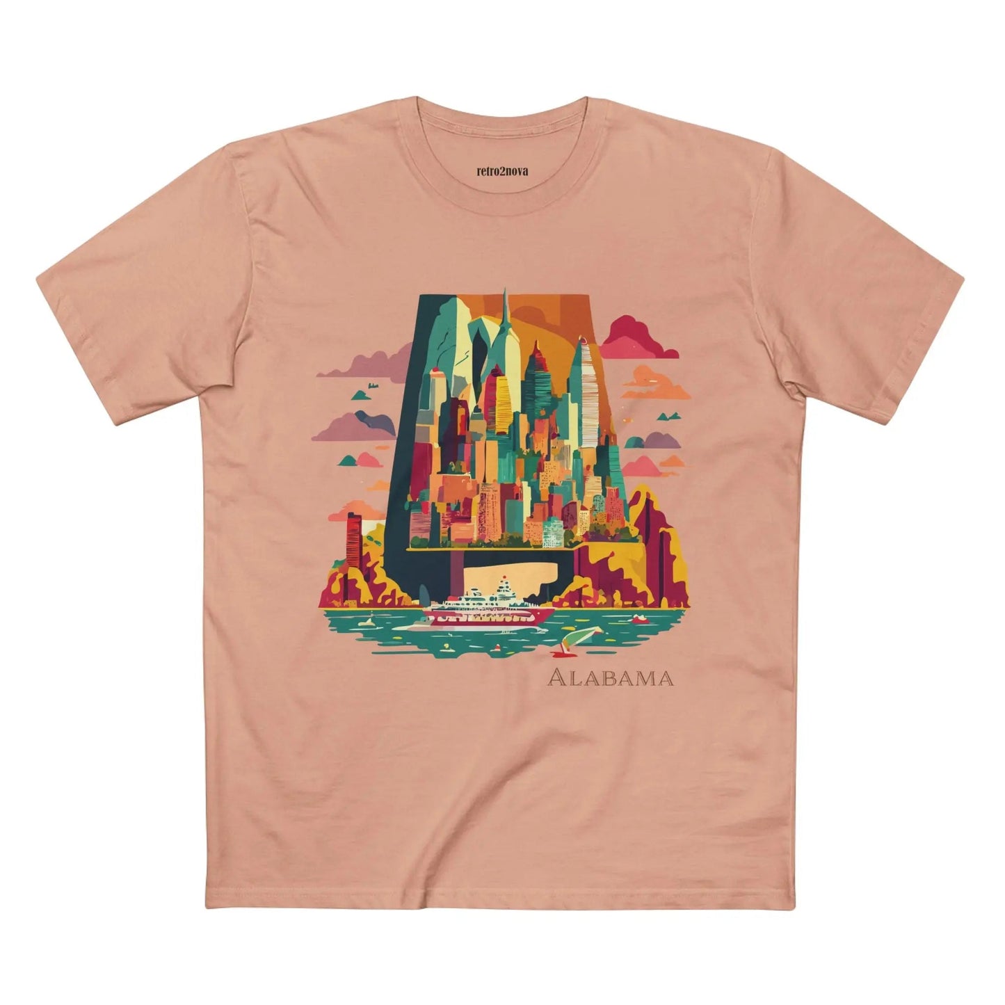 Alabama State Shirt Unisex Premium Cotton Tee With Original Retro Art Design Retro2Nova