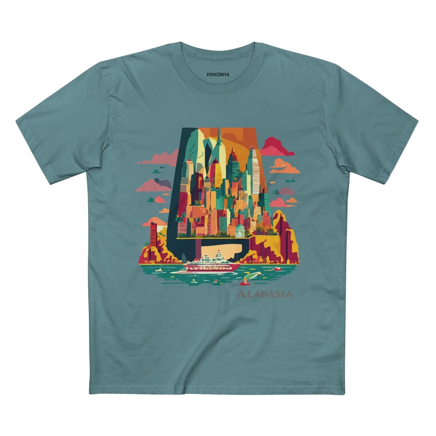 Alabama State Shirt Unisex Premium Cotton Tee With Original Retro Art Design Retro2Nova