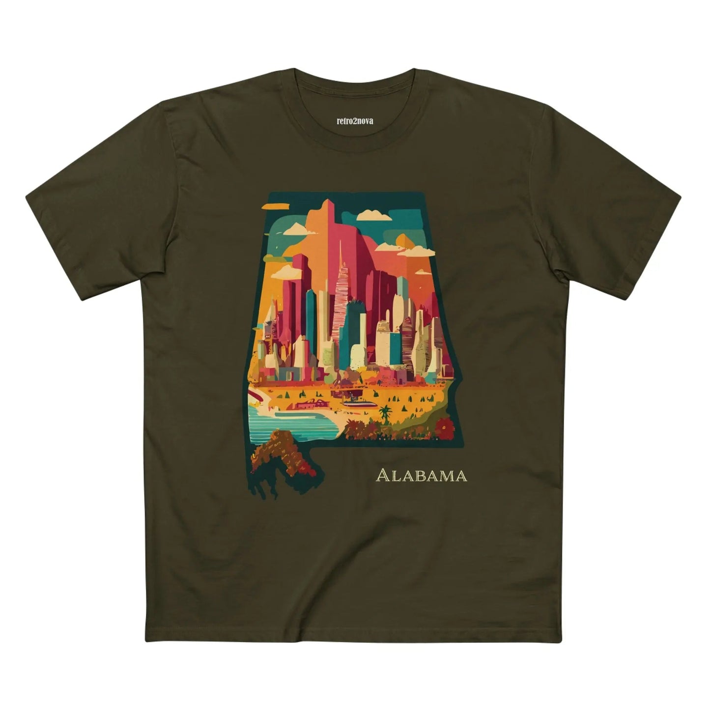 Alabama State Shirt Unisex Premium Cotton Staple Tee With Original Art Design Retro Style