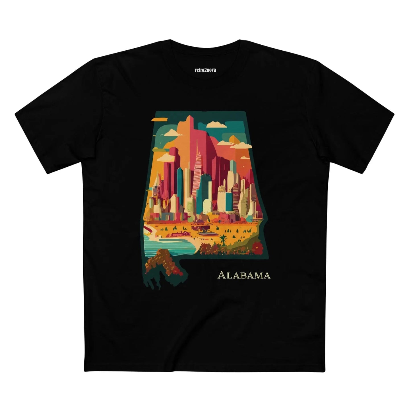 Alabama State Shirt Unisex Premium Cotton Staple Tee With Original Art Design Retro Style