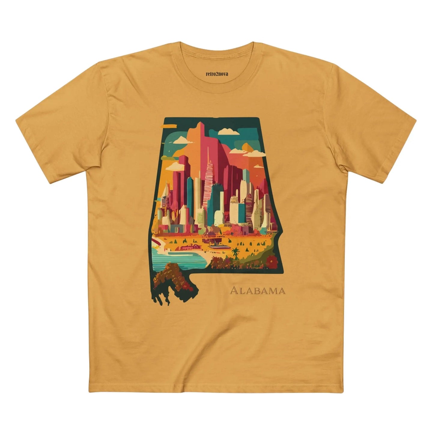 Alabama State Shirt Unisex Premium Cotton Staple Tee With Original Art Design Retro Style