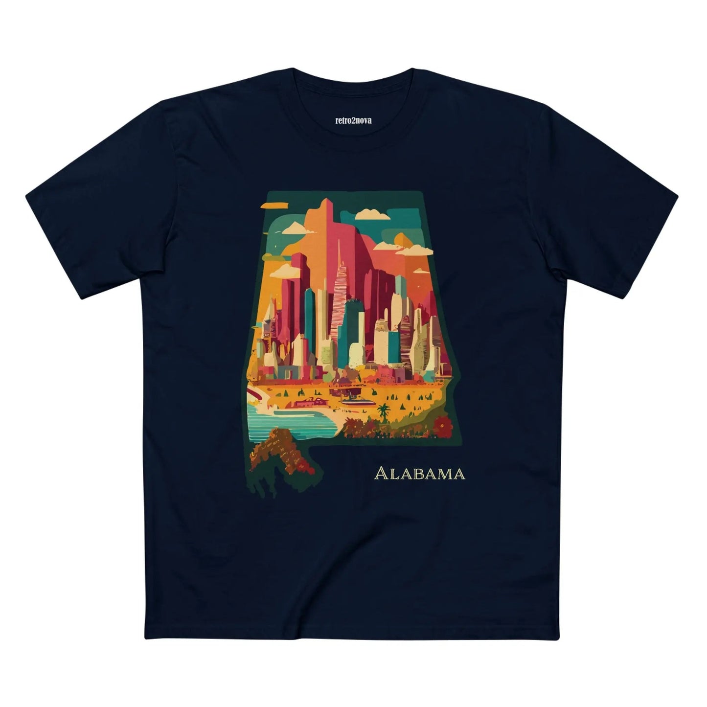 Alabama State Shirt Unisex Premium Cotton Staple Tee With Original Art Design Retro Style