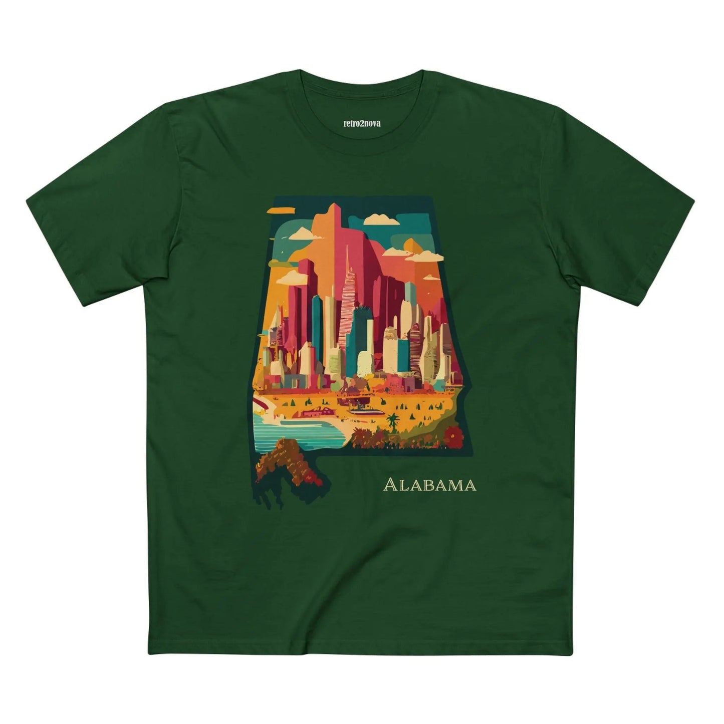 Alabama State Shirt Unisex Premium Cotton Staple Tee With Original Art Design Retro Style