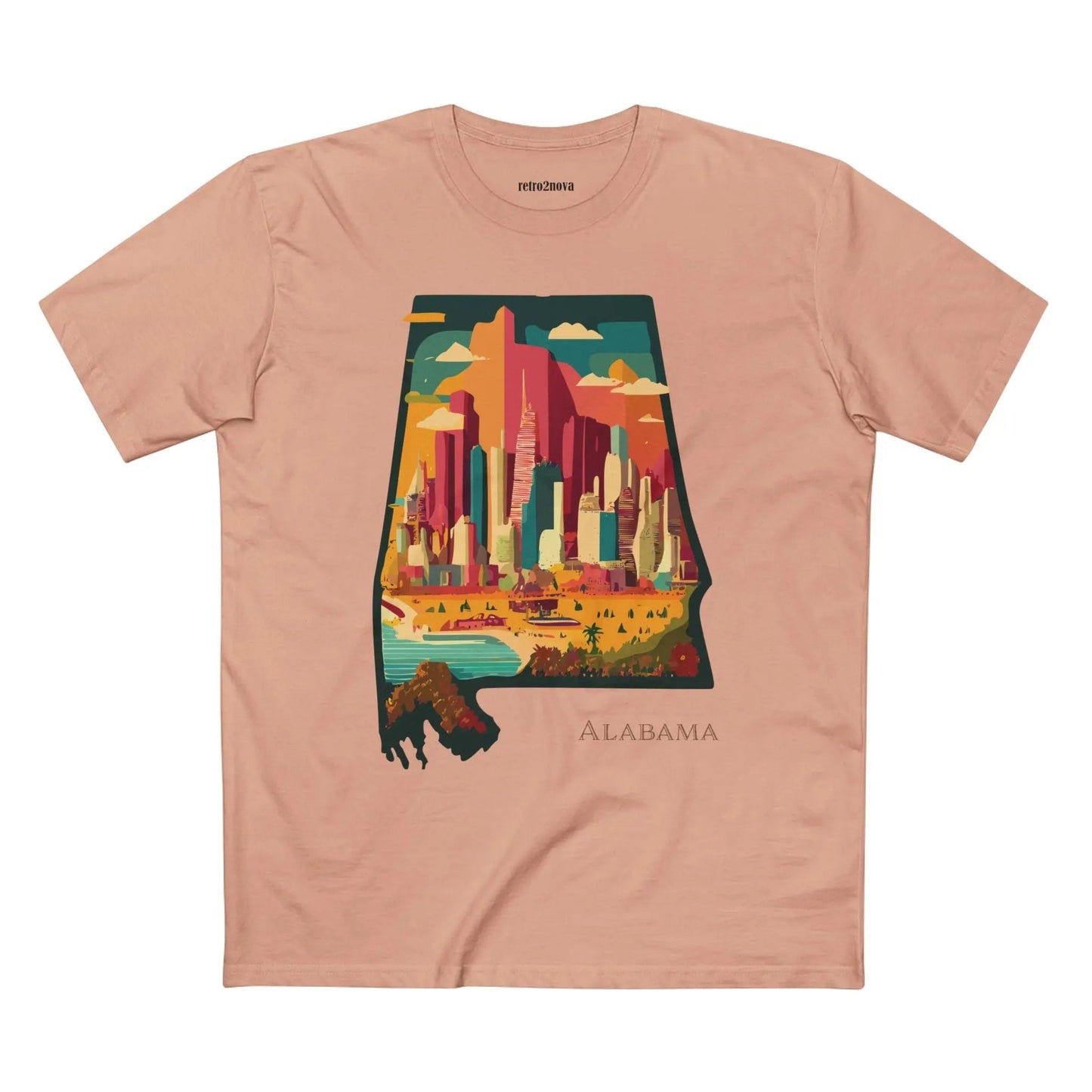 Alabama State Shirt Unisex Premium Cotton Staple Tee With Original Art Design Retro Style