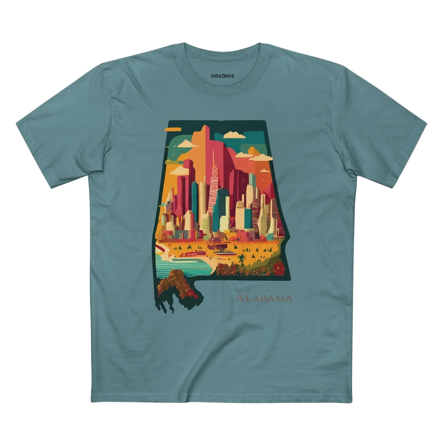 Alabama State Shirt Unisex Premium Cotton Staple Tee With Original Art Design Retro Style