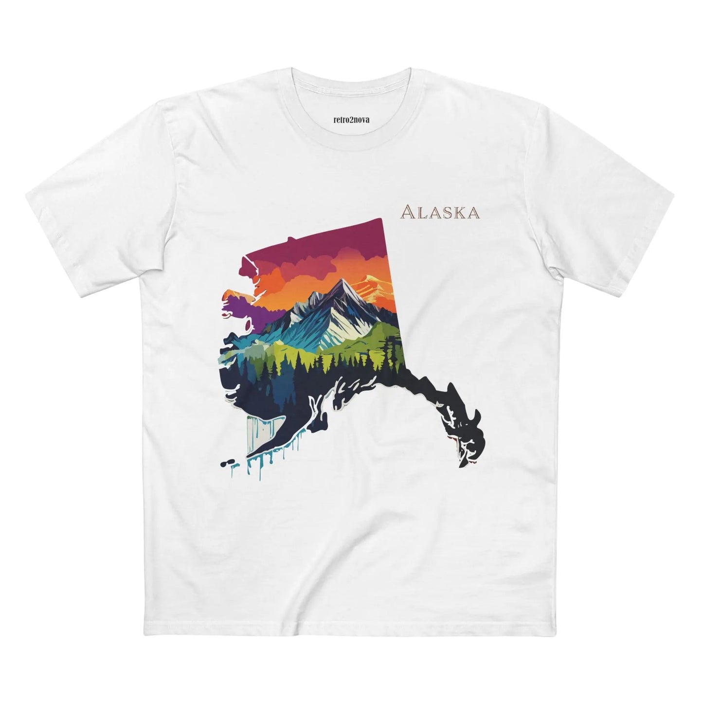 Alaska State Shirt Unisex Premium Cotton Tee Original Art Design Retro2Nova Art Collection