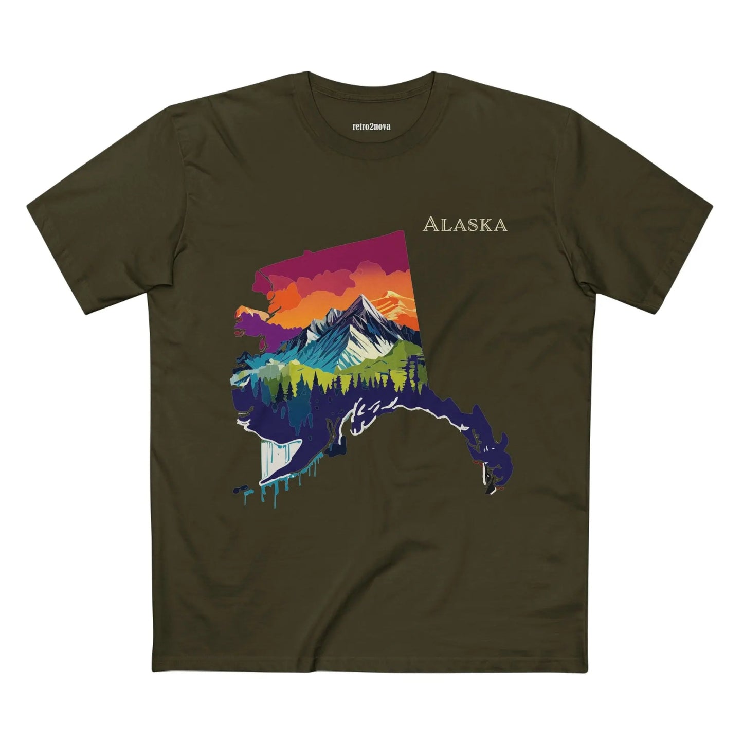 Alaska State Shirt Unisex Premium Cotton Tee Original Art Design Retro2Nova Art Collection