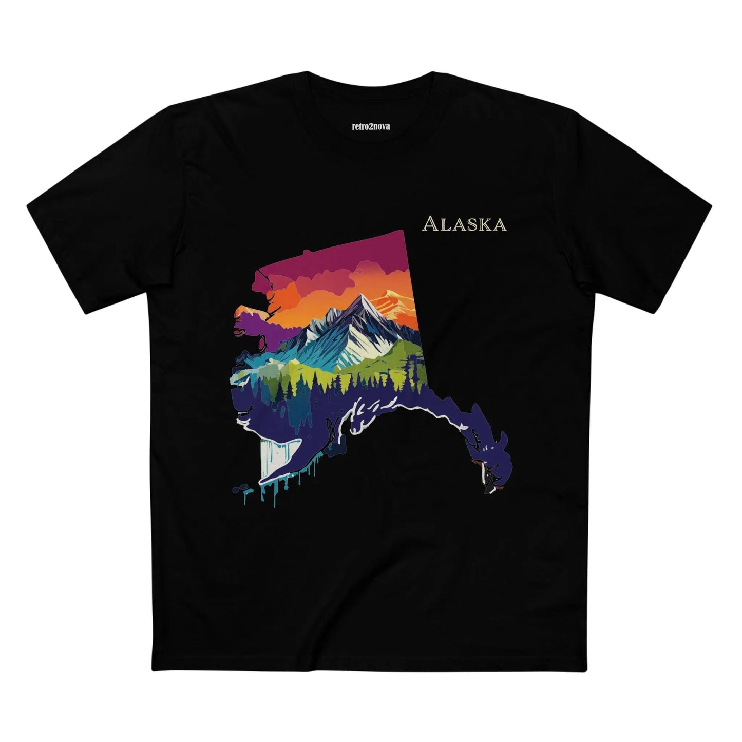 Alaska State Shirt Unisex Premium Cotton Tee Original Art Design Retro2Nova Art Collection